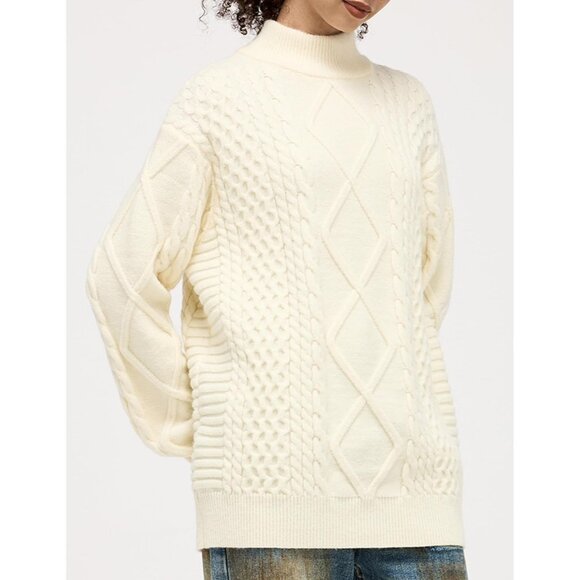 Oversized Women's Sweater Arctic Velvet Turtleneck Long Sleeve Pullover - Picture 6 of 6